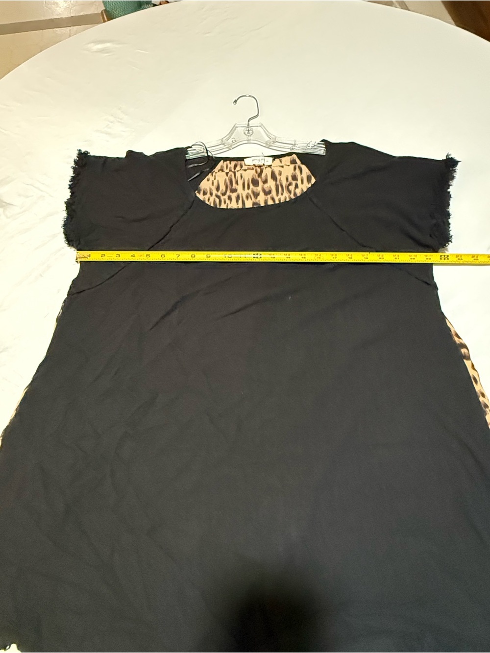 Umgee Black Short Sleeve Tunic with Leopard Trim - Picture 5 of 8